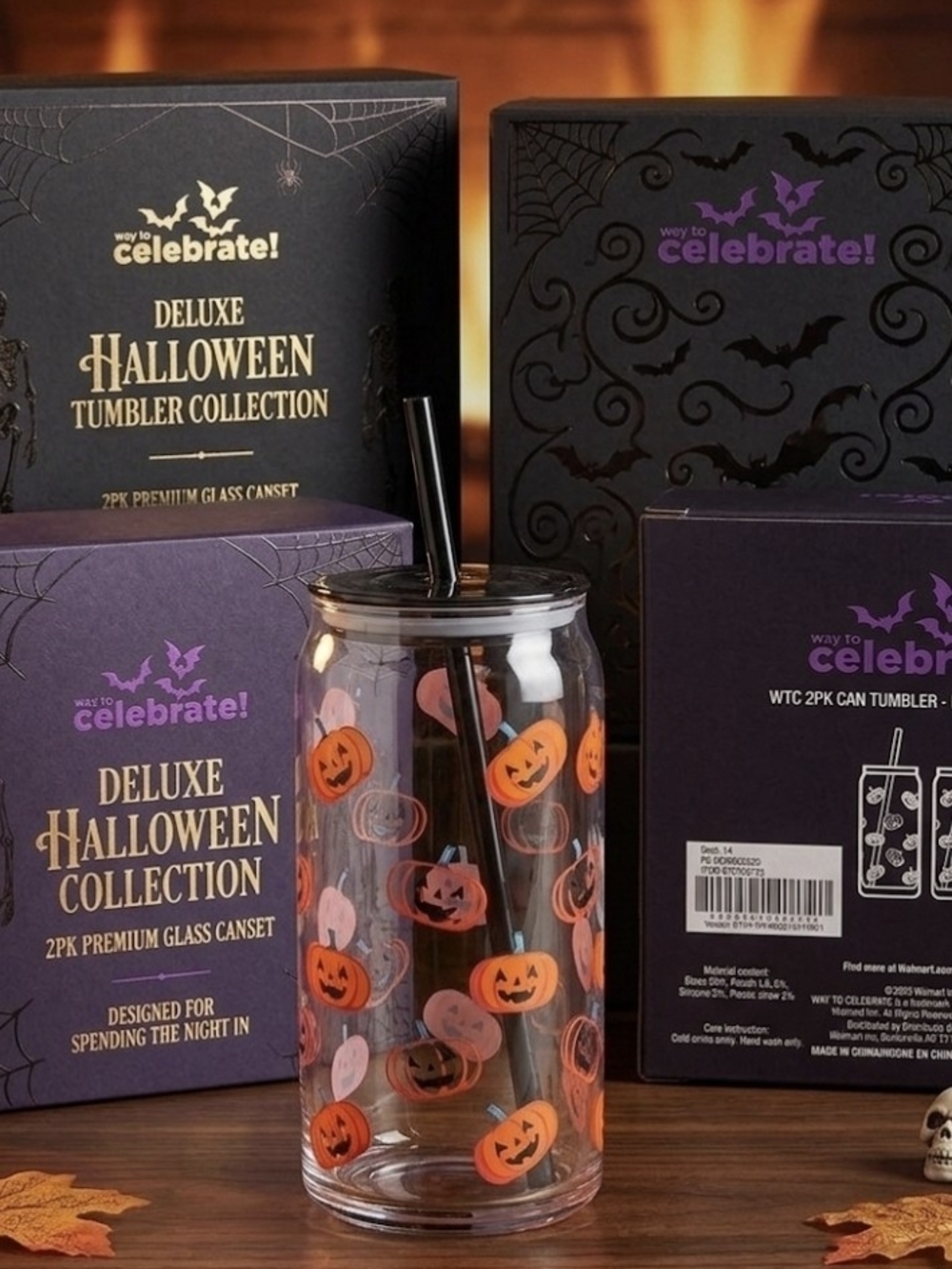 Way to Celebrate! Halloween Pumpkin Jack-O'-Lantern Can Tumbler - Orange